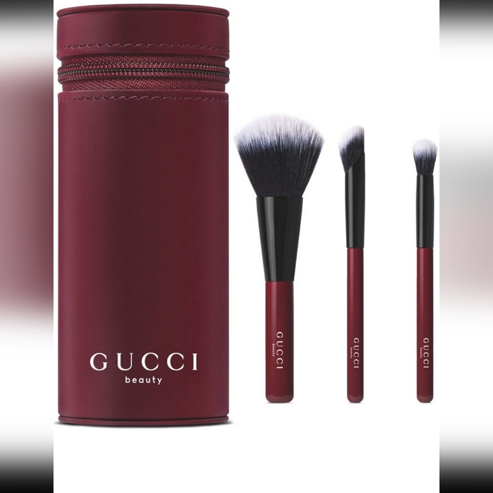 Gucci Burgundy Brush Set 3 VIP luxury with Case travel